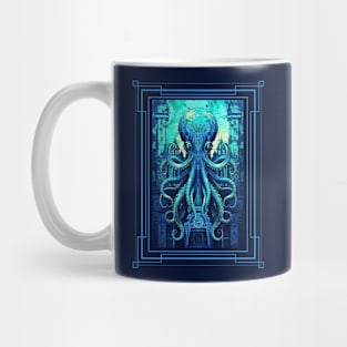 Invasion of the Teal Tentacles, Alien Octopus Envelopes European Skyline Mug